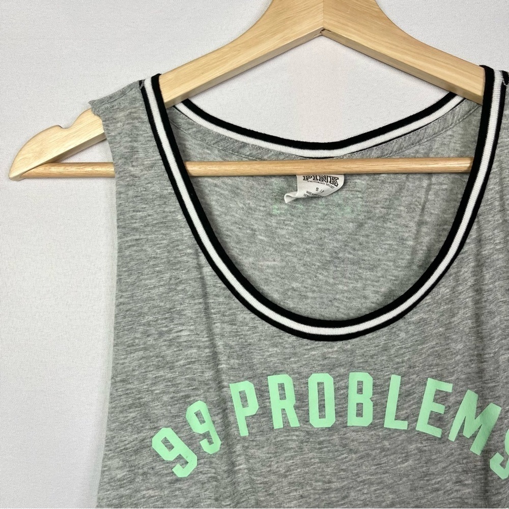 Pink by Victoria's Secret Gray 99 Problems Graphic Tank Top S - Picture 3 of 3